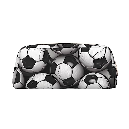 TOMPPY Schwarz und Weiß Fußball Muster Gedruckt Bleistift Fall Stand Up Bleistift Beutel Kleine Bleistifthalter Fall Schreibwaren Organizer Make-up Tasche mit Reißverschluss, gold, Einheitsgröße, Make-up-Tasche von TOMPPY