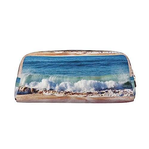 TOMPPY Sea Sunset in Olympic Park Coast Printed Pencil Case Stand Up Pencil Pouch Small Pencil Holder Case Stationery Organizer Makeup Bag with Zipper Closure, gold, Einheitsgröße, Make-up-Tasche von TOMPPY