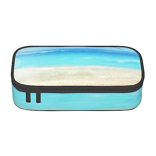 TOMPPY Sommer Sand Strand Gedruckt Bleistift Fall Große Kapazität Bleistift Tasche Tragbare Bleistift Tasche Büro Schreibwaren Organizer, Schwarz , Einheitsgröße von TOMPPY