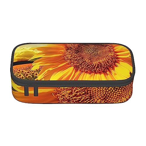 TOMPPY Sonnenblumen Zeichnung Gedruckt Bleistift Fall Große Kapazität Bleistift Beutel Tragbare Bleistift Tasche Büro Schreibwaren Organizer, Schwarz , Einheitsgröße, Tragbar, einfach, Reisen, von TOMPPY