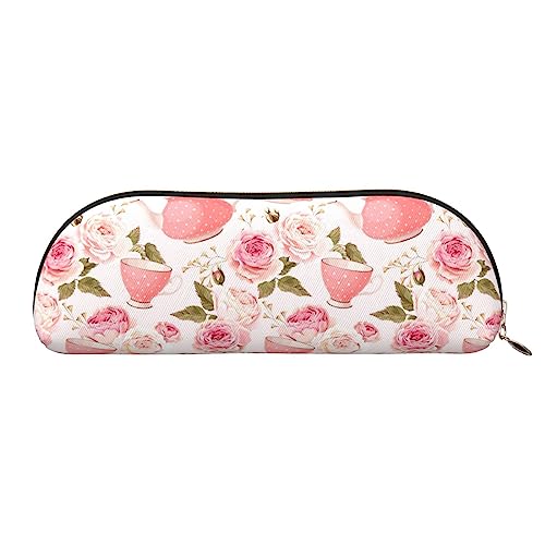 TOMPPY Trotting Flach Beschichtete Retrievers Pfote Gedruckt Bleistift Tasche mit Reißverschluss, PVC Bleistift Fall Bleistift Tasche Kosmetiktasche Schreibwaren Beutel, Rosa Teekanne, Einheitsgröße, Schulranzen von TOMPPY