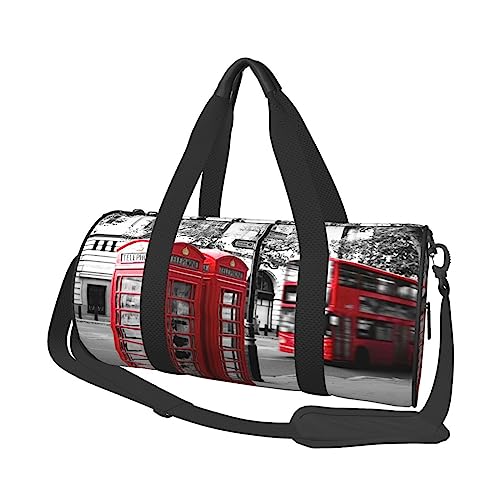 Telefonzelle bedruckte Sporttasche Sporttasche Turnbeutel Weekender Reisetasche Sport Turnbeutel für Workout Übernachtung Reisegepäck Damen Herren, Schwarz, Einheitsgröße, Schwarz , Einheitsgröße von TOMPPY