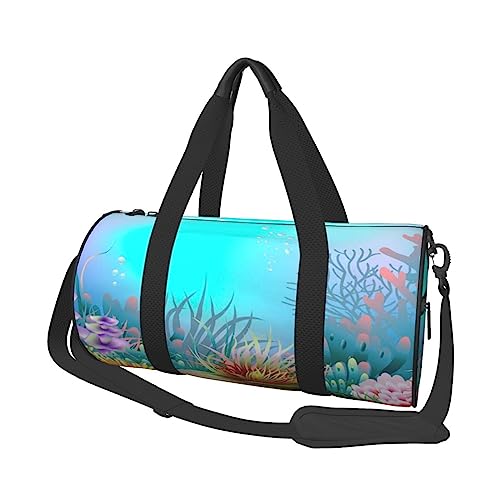 Under The Sea Printed Sports Duffel Bag Gym Tote Bag Weekender Travel Bag Sports Gym Bag For Workout Overnight Travel Luggage Women Men, Black, One Size, Schwarz , Einheitsgröße von TOMPPY