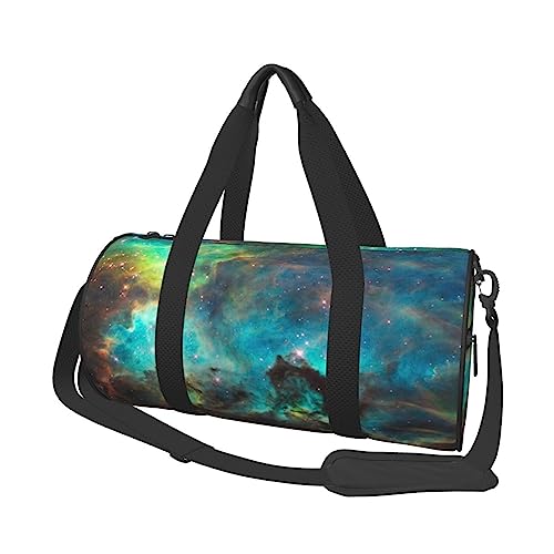 Universum Galaxy Space Nebula Printed Sports Duffel Bag Gym Tote Bag Weekender Travel Bag Sports Gym Bag For Workout Overnight Travel Luggage Women Men, Black, One Size, Schwarz , Einheitsgröße von TOMPPY