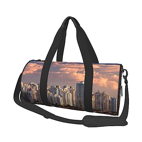 Urban City Buildings Bedruckte Sporttasche Sporttasche Sporttasche Weekender Reisetasche Sport Gym Bag für Workout Übernachtung Reisegepäck Damen Herren, Schwarz, Einheitsgröße, Schwarz , von TOMPPY