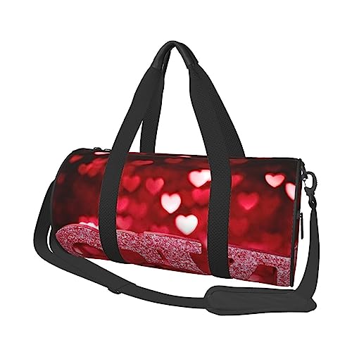 Valentinstag bedruckte Sporttasche Sporttasche Turnbeutel Weekender Reisetasche Sport Gym Bag für Workout Übernachtung Reisegepäck Damen Herren, Schwarz, Einheitsgröße, Schwarz , Einheitsgröße von TOMPPY