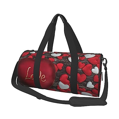 Valentinstag bedruckte Sporttasche Sporttasche Turnbeutel Weekender Reisetasche Sport Turnbeutel für Workout Übernachtung Reisegepäck Damen Herren, Schwarz, Einheitsgröße, Schwarz , Einheitsgröße von TOMPPY