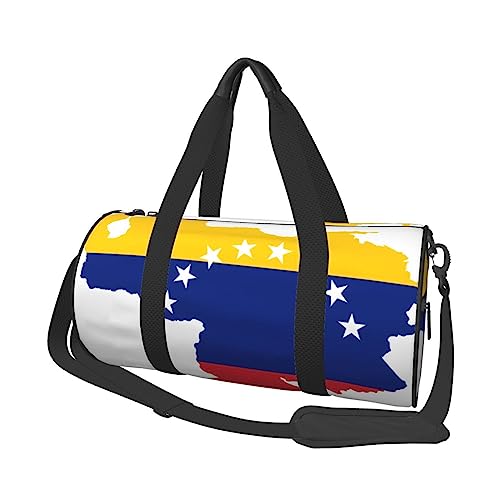 Venezuela-Flagge gedruckt Sport Duffel Bag Gym Tote Bag Weekender Reisetasche Sport Gym Bag für Workout Übernachtung Reisegepäck Damen Herren, Schwarz, Einheitsgröße, Schwarz , Einheitsgröße von TOMPPY