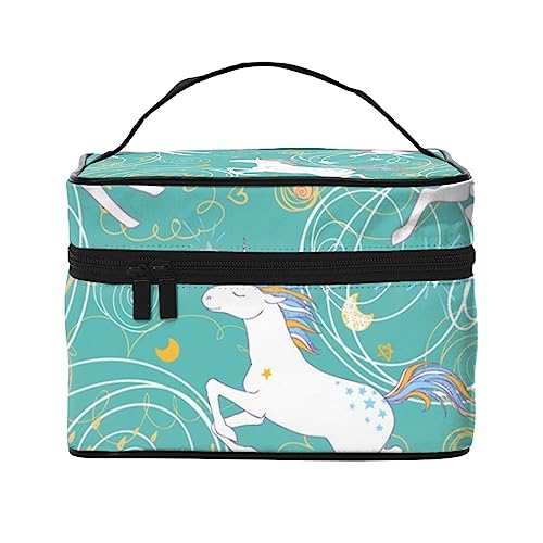 Vintage Botanical Sunflowers Pattern Cosmetic Bag Makeup Bag Travel Cosmetic Bags for Women Toiletry Bags, Einhörner Muster, Einheitsgröße von TOMPPY