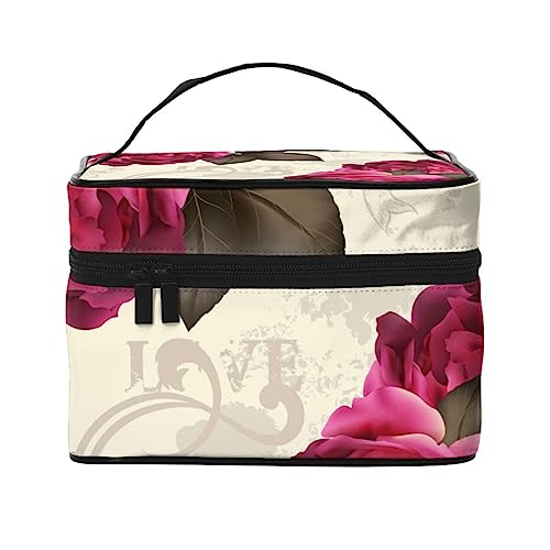 Vivid Gardern Landschaft Kosmetiktasche Make-up Tasche Reise Kosmetiktaschen für Frauen Kulturbeutel, Vintage Lila Rosen, Einheitsgröße von TOMPPY