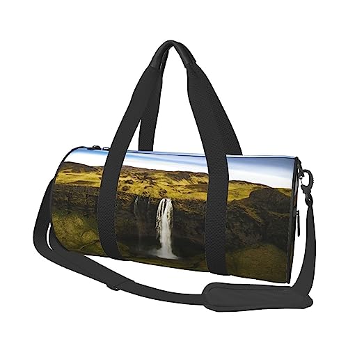 Wasserfall Landschaft Bild gedruckt Sport Seesack Gym Tote Bag Weekender Reisetasche Sport Gym Bag für Workout Übernachtung Reisegepäck Damen Herren, Schwarz, Einheitsgröße, Schwarz , Einheitsgröße von TOMPPY