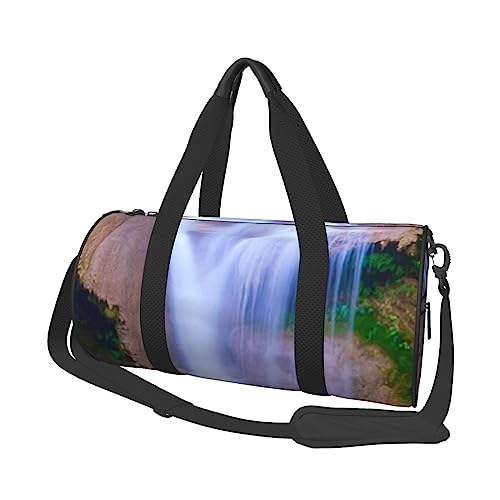 Wasserfall Regenbogen gedruckt Sport Duffel Bag Gym Tote Bag Weekender Reisetasche Sport Gym Bag für Workout Übernachtung Reisegepäck Damen Herren, Schwarz, Einheitsgröße, Schwarz , Einheitsgröße von TOMPPY