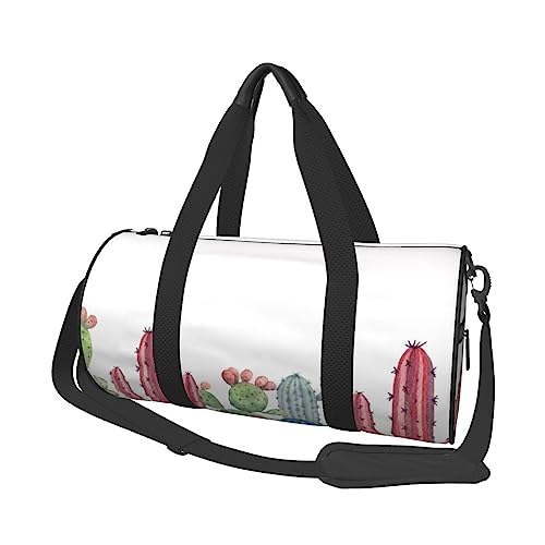 Wasserfarbe Sukkulente gedruckt Sport Seesack Gym Tote Bag Weekender Reisetasche Sport Gym Bag für Workout Übernachtung Reisegepäck Damen Herren, Schwarz, Einheitsgröße, Schwarz , Einheitsgröße von TOMPPY