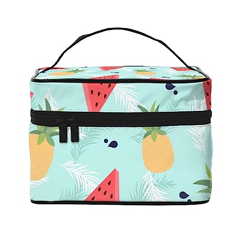 Wassermelone gestreifte Kosmetiktasche Make-up-Tasche Reise Kosmetiktaschen für Frauen Kulturbeutel, Wassermelone und Ananas, Einheitsgröße von TOMPPY