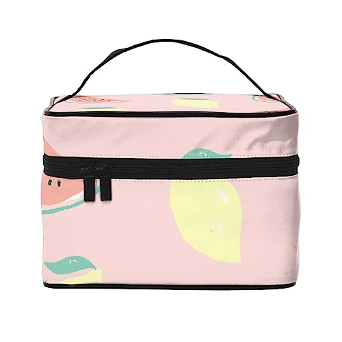 Wassermelone gestreifte Kosmetiktasche Make-up-Tasche Reise Kosmetiktaschen für Frauen Kulturbeutel, Wassermelone und Zitrone, Einheitsgröße von TOMPPY