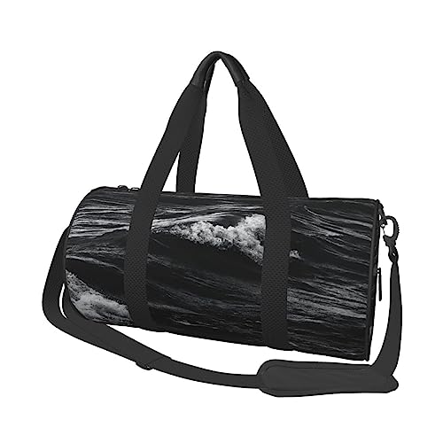 Waves During The Day Printed Sports Duffel Bag Gym Tote Bag Weekender Travel Bag Sports Gym Bag For Workout Overnight Travel Luggage Women Men, Black, One Size, Schwarz , Einheitsgröße von TOMPPY