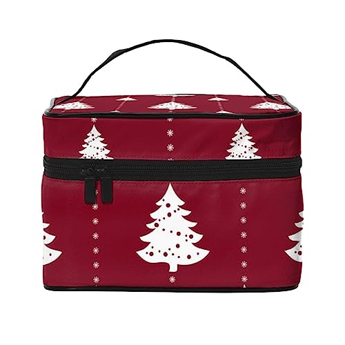 Weihnachten Lebkuchenplätzchen Vintage Stil Weihnachtsbaum Kosmetiktasche Make-up Tasche Reise Kosmetiktaschen für Frauen Kulturbeutel, Weihnachtsbaum Schneeflocken Winterferien, Einheitsgröße von TOMPPY