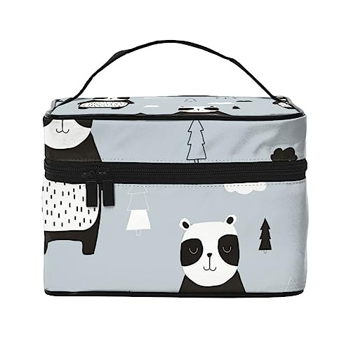 Weiße Hirsch-Silhouetten Weihnachten Hirsch Rudolph Kosmetiktasche Make-up Tasche Reise Kosmetiktaschen für Frauen Kulturbeutel, Lustiges Tier-Panda-Muster, Einheitsgröße von TOMPPY