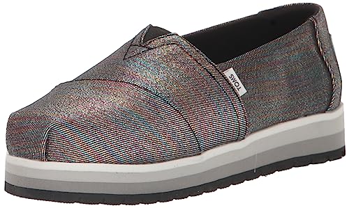 TOMS Mädchen Alpargata Plattform, Schwarz Schimmernder Twill, 30.5 EU von TOMS