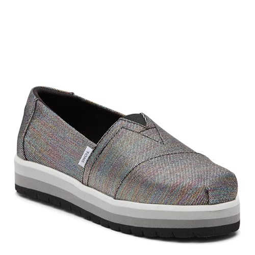 TOMS Mädchen Alpargata Plattform, Schwarz Schimmernder Twill, 31.5 EU von TOMS