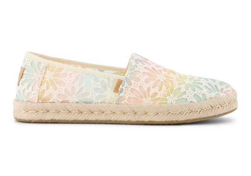 TOMS Alpargata Rope 2.0 Schwarz Florale Spitze Espadrille Espadrille von TOMS