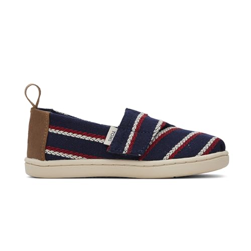 TOMS Classic Alpargata Flacher Slipper, Navy Woven Stripes, 25 EU von TOMS