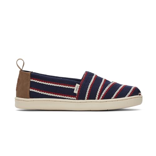 TOMS Classic Alpargata Flacher Slipper, Navy Woven Stripes, 30.5 EU von TOMS