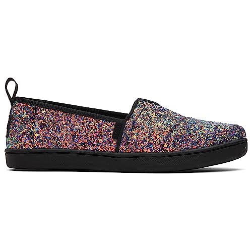 TOMS Mädchen Classic Alpargata Flacher Slipper, Schwarzer Grober Glitzer, 36.5 EU von TOMS