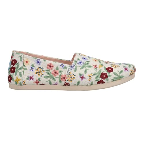 TOMS Damen Alpargata Print Flache Slipper, Weiß Blumenmuster, 42.5 EU von TOMS