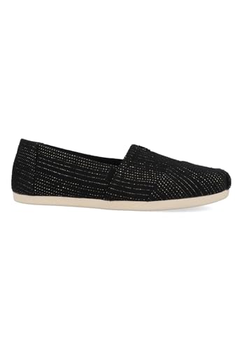 TOMS Damen Alpargata CloudBound Flacher Slipper, Black Metallic Linen Stripe, 43 EU von TOMS