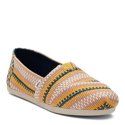 TOMS Damen Alpargata Cloudbound Flacher Slipper, Mango gestreift Global Woven, 36.5 EU von TOMS