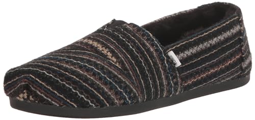 TOMS Damen Alpargata Cloudbound Flacher Slipper, Schwarz Besticktes Chenille-Kunstfell, 38.5 EU von TOMS