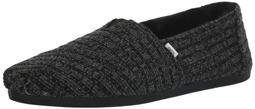 TOMS Damen Alpargata Cloudbound Flacher Slipper, Schwarzes Rippstrick-Kunstfell, 36 EU von TOMS