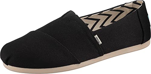 TOMS Damen Alpargata aus recycelter Baumwolle Flache Slipper, Schwarz Weiß, 35.5 EU von TOMS