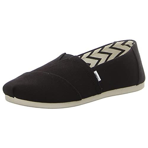 TOMS Damen Alpargata aus recycelter Baumwolle Flache Slipper, Schwarz Weiß, 38.5 EU von TOMS