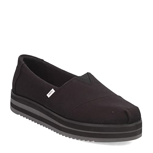 TOMS Damen Alpargata Midform Flacher Slipper, Schwarz Leinen, 41 EU von TOMS