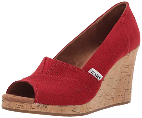 TOMS Damen Classic Wedge Sandalen mit Keilabsatz, Red, 37 EU von TOMS