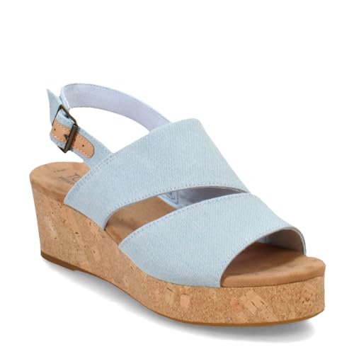 TOMS Damen Claudine Keilsandale, Pastel Blue Washed Denim, 42.5 EU von TOMS