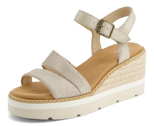 TOMS Damen Darya Sandale, Champagner Metallic Suede, 35.5 EU von TOMS