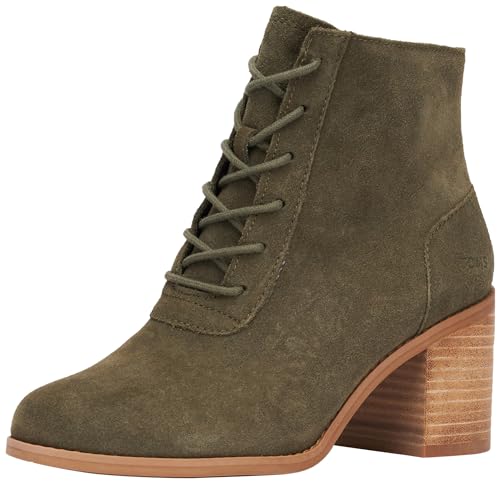 TOMS Damen Evelyn Schnürschuh Stiefelette, Olive Night Wildleder, 37.5 EU von TOMS