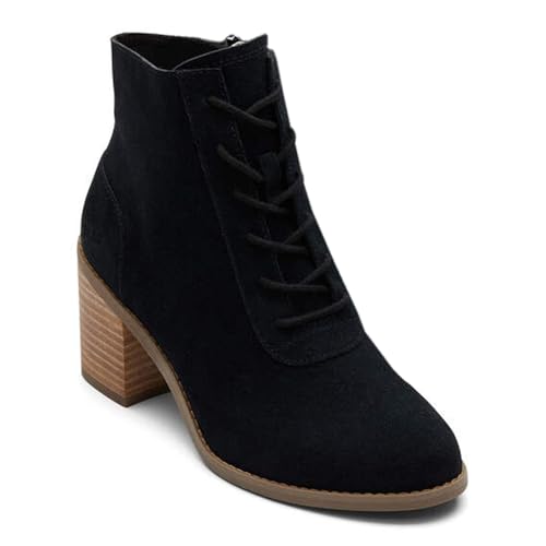 TOMS Damen Evelyn Schnürschuh Stiefelette, Schwarze Velourslederoptik, 35.5 EU von TOMS