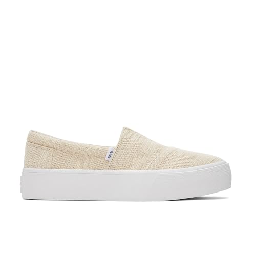 TOMS Damen Fenix Platform Slip-On Sneaker, Natural Undyed Metallic Linen Stripe, 42 EU von TOMS