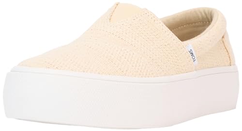 TOMS Damen Fenix Platform Slip-on Sneaker, Natürliches, ungefärbtes Metallic-Leinen-Streifen, 35.5 EU von TOMS