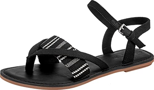 TOMS Damen Lexie Flache Sandalen, Black, 37 EU von TOMS