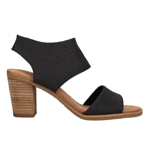 TOMS Damen Mallorca-Aufsteller Sandale mit Absatz, Schwarz meliert gewebt, 41 EU von TOMS