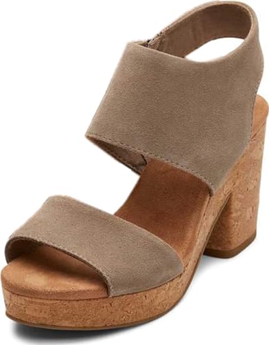 TOMS Damen Mallorca Plateau Sandale mit Absatz, Dune Wildleder, 38.5 EU von TOMS