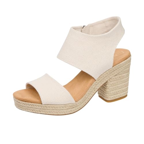 TOMS Damen Majorca Platform Sandale mit Absatz, Natural, 36 EU von TOMS