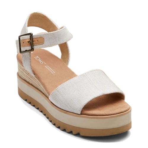 TOMS Damen Segeltuch Keilsandalen – Stilvolle Komfort Sandalen mit OrthoLite Innensohle und verstellbarem Knöchelriemen von TOMS