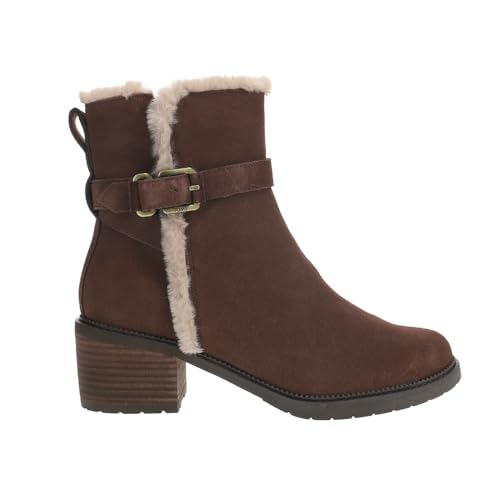 TOMS Damen Stiefeletten HAILEY BUCKLE FAUX 10022565 oak brown suede, Größe:39 EU von TOMS