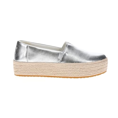 TOMS Damen Valencia Metallic Plateau Espadrille Flach, silber, 36.5 EU von TOMS